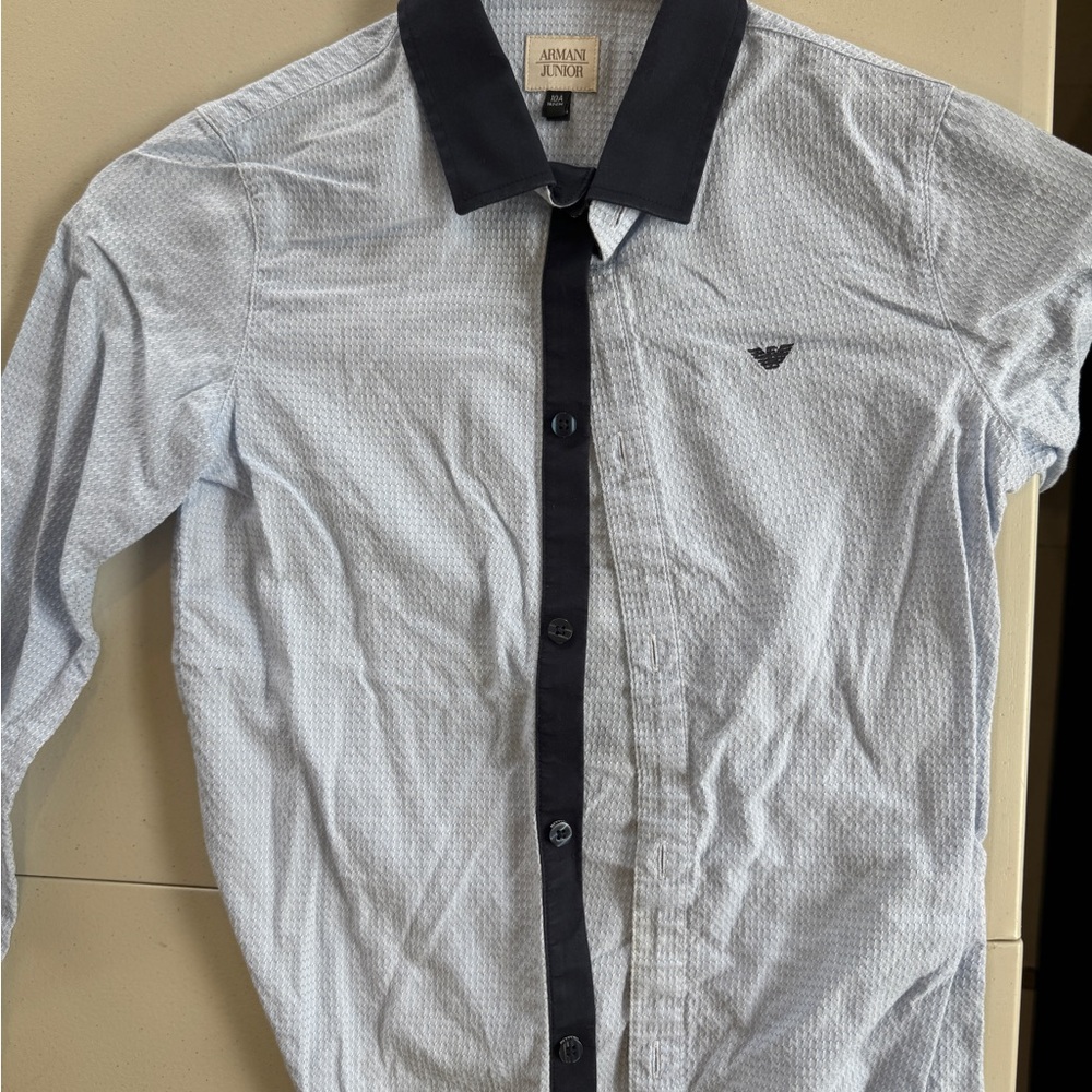Armani Junior Light Blue and Black Dress Shirt